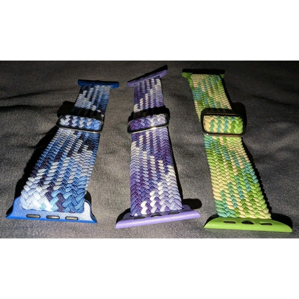 Braided Nylon Loop Apple Watch Bands 42 44 45mm Multicolor Blue Purple Green New - Picture 4 of 6